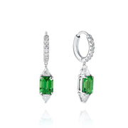 Diamond And Tsavorite Droplet Huggies
