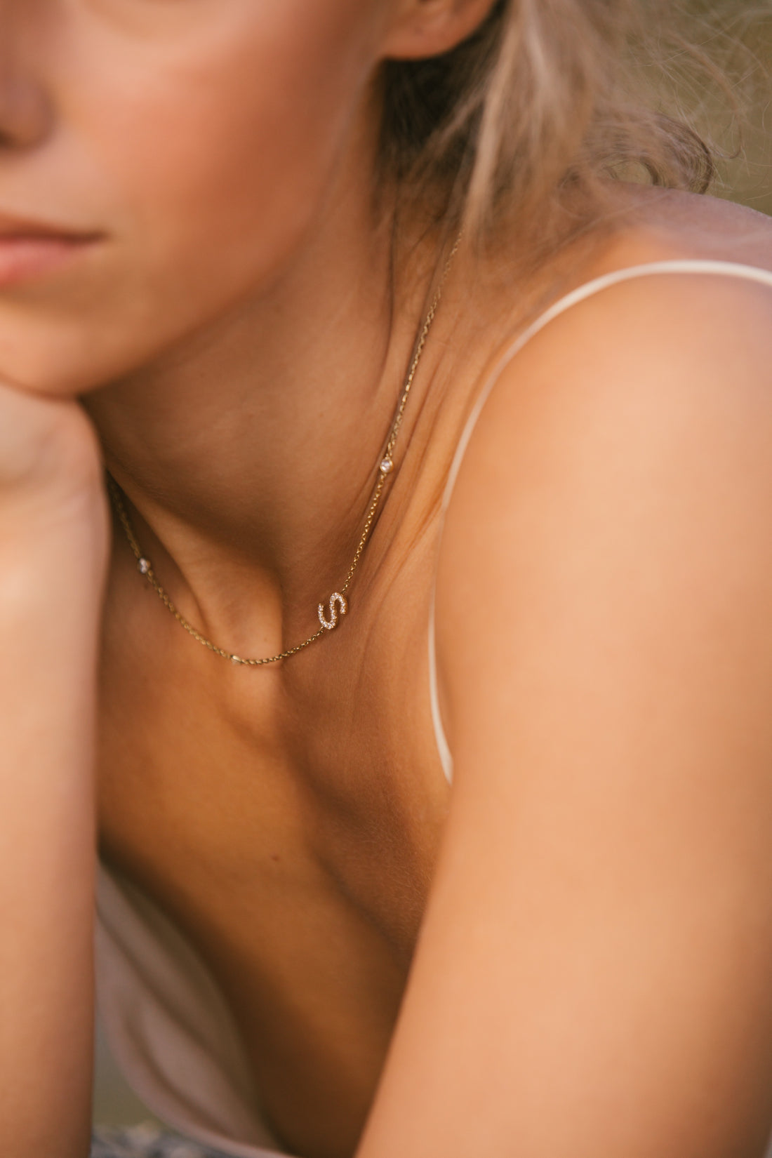 Floating Diamond Initial Necklace