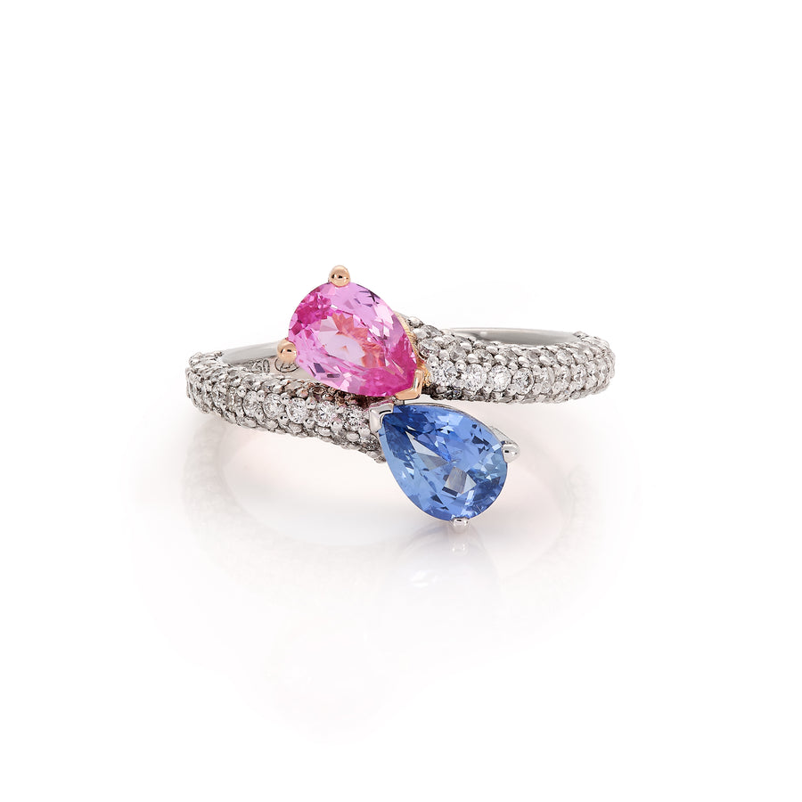 Toi et Moi Sapphire and Diamond Ring